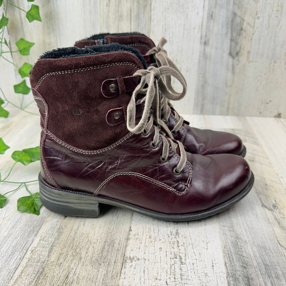 Josef Seibel Susie 01 Lace Up Ankle Boots, Red Bordeaux size 40/9.5 - Picture 3 of 12